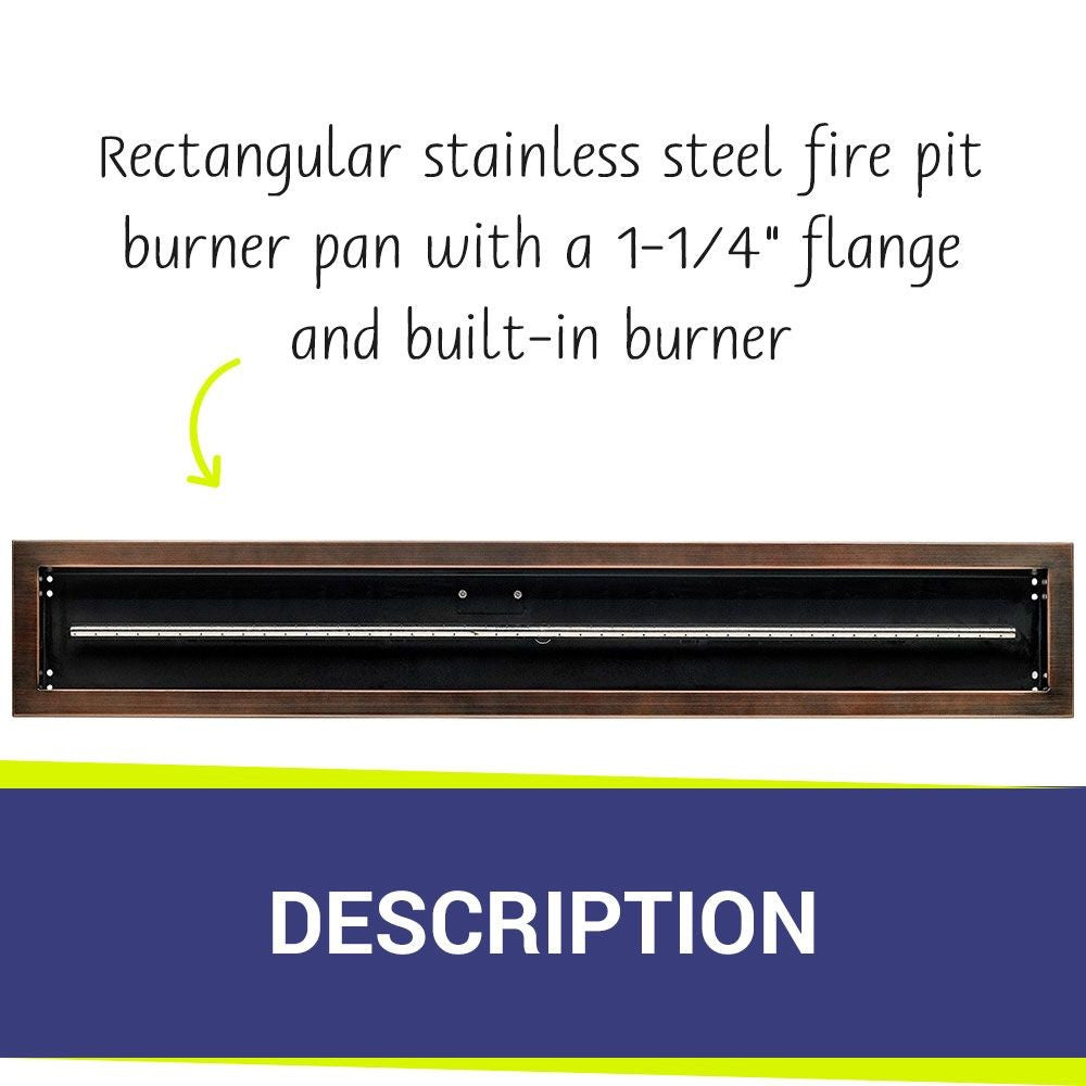 American Fire Glass Linear Oil Rubbed Bronze Drop-in Pan with Burner - OB-LCB-48