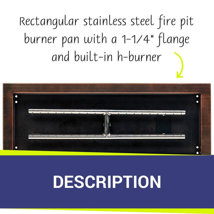 American Fire Glass 24" x 8" Rectangular Oil Rubbed Bronze Drop-In Fire Pit Pan - OB-AFPP-24