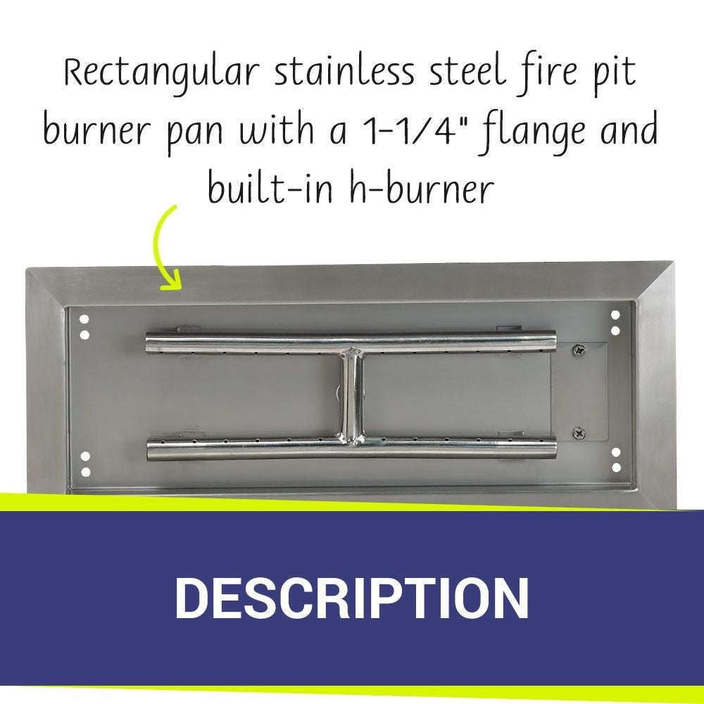 American Fire Glass 18" x 6" Stainless Steel Rectangular Drop-In Fire Pit Pan