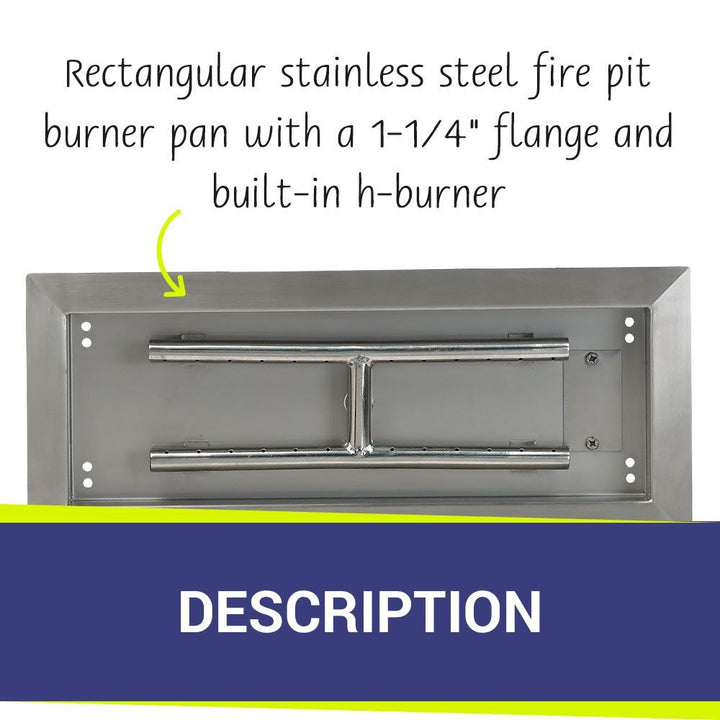 American Fire Glass 18" x 6" Stainless Steel Rectangular Drop-In Fire Pit Pan