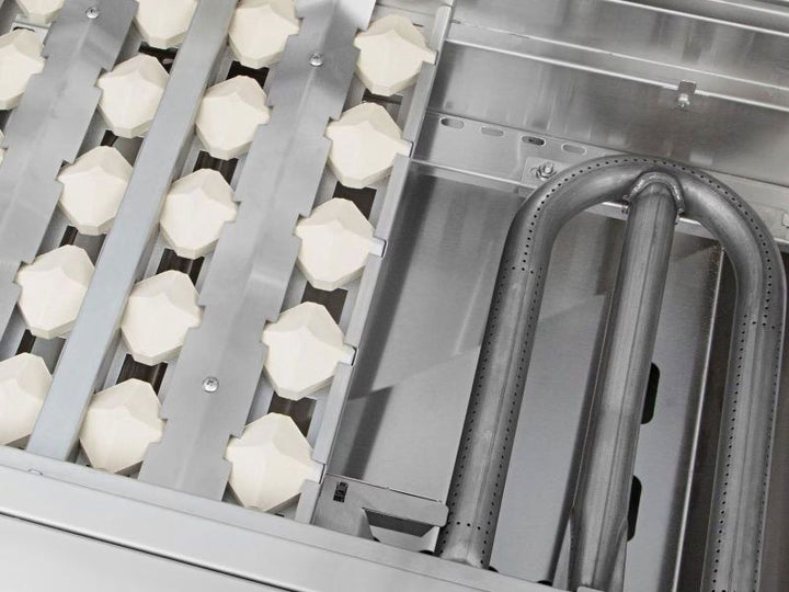 Delta Heat 32-Inch 3-Burner Built-In Gas Grill with Infrared Rear Burner & Rotisserie Kit - White Control Panel