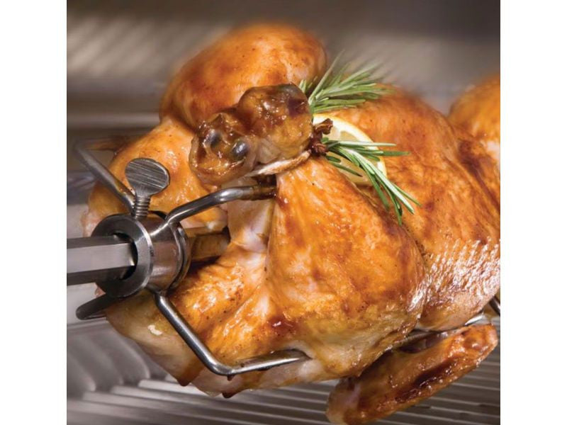 Delta Heat 32-Inch 3-Burner Built-In Gas Grill with Infrared Rear Burner & Rotisserie Kit - White Control Panel