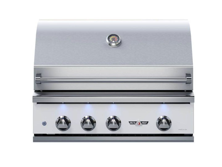 Delta Heat 32″ 3-Burner Built-In Grill w/ Rotisserie & Sear Burner – Black Control Panel