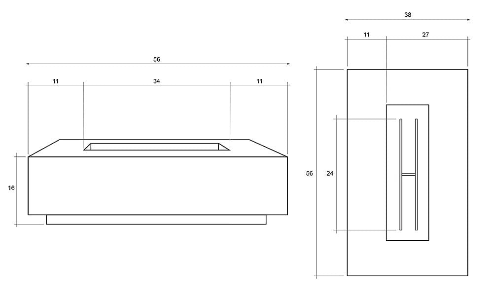 Tavola 1 Modern Concrete Fire Table 56" – Outdoor Gas Fire Pit by Prism Hardscapes