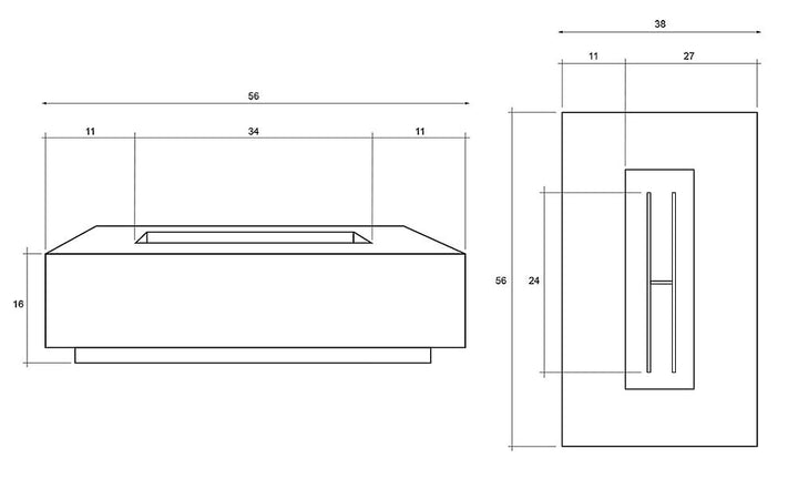 Tavola 1 Modern Concrete Fire Table 56" – Outdoor Gas Fire Pit by Prism Hardscapes