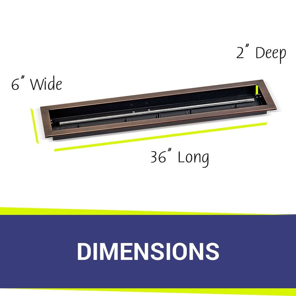 American Fire Glass Linear Oil Rubbed Bronze Drop-in Pan with Burner - OB-LCB-36
