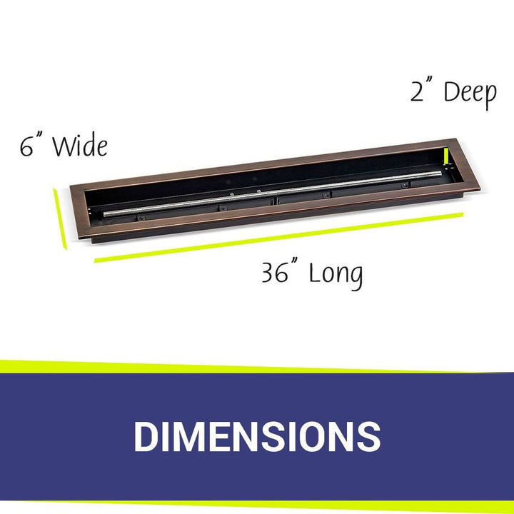 American Fire Glass Linear Oil Rubbed Bronze Drop-in Pan with Burner - OB-LCB-36