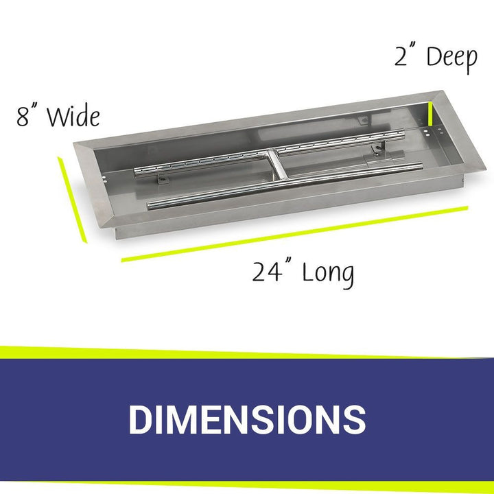 American Fire Glass Stainless Steel Drop-In Fire Pit Pan - Rectangular - SS-AFPP-24