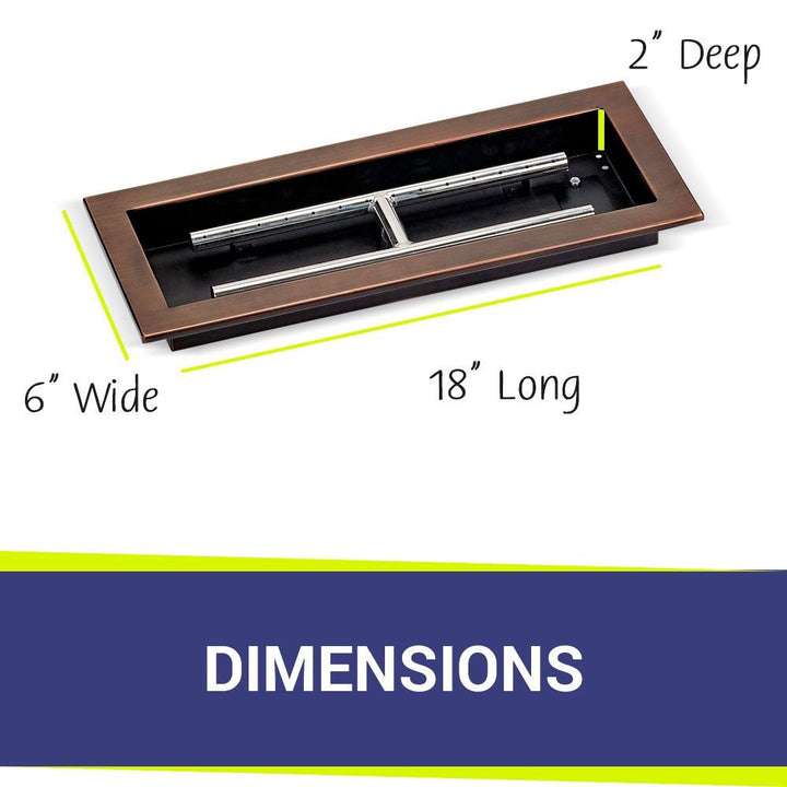 American Fire Glass 18" x 6" Oil Rubbed Bronze Rectangular Drop-In Fire Pit Pan - OB-AFPP-18