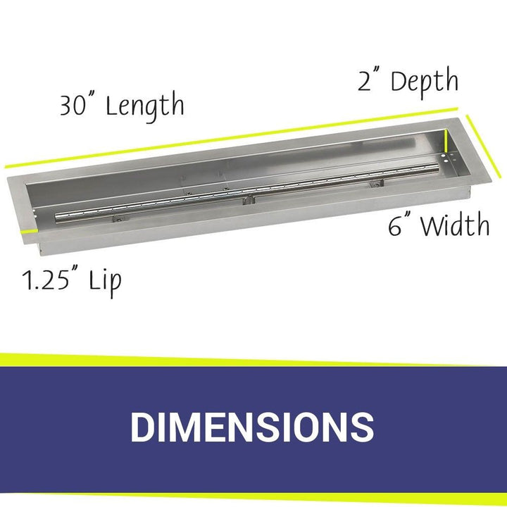 American Fire Glass 30" x 6" Stainless Steel Linear Channel Drop-In Pan with AWEIS System - Bundle