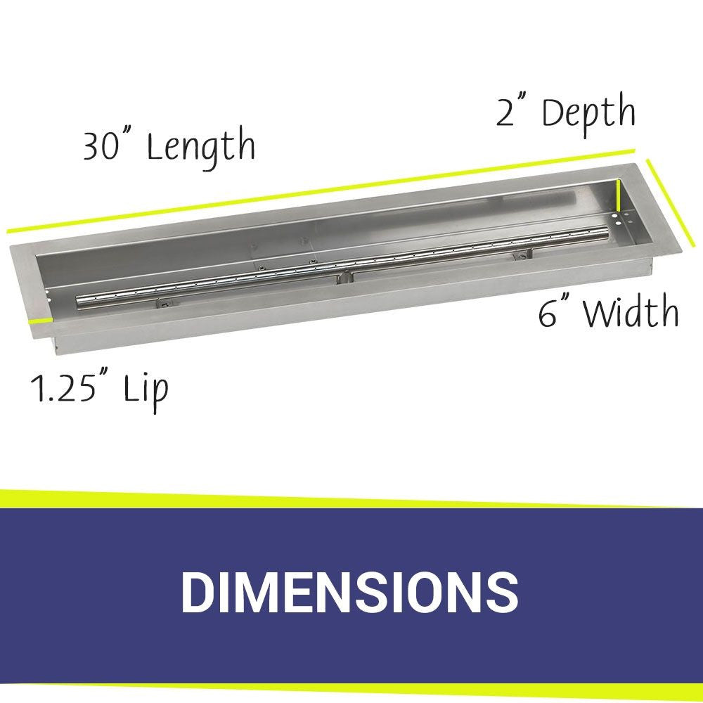 American Fire Glass 30" x 6" Stainless Steel Linear Channel Drop-In Pan with AWEIS System