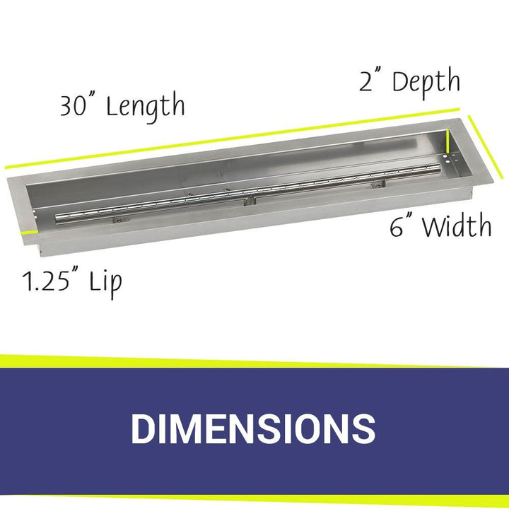 American Fire Glass 30" x 6" Stainless Steel Linear Channel Drop-In Pan with AWEIS System