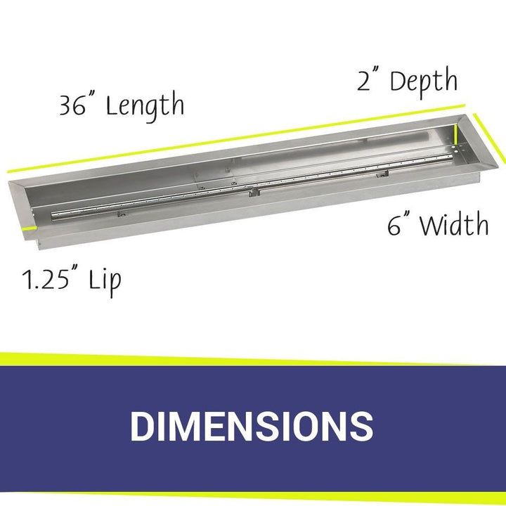 American Fire Glass 36" x 6" Stainless Steel Linear Channel Drop-In Pan with AWEIS System - Bundle