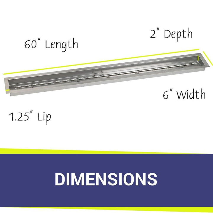 American Fire Glass 60" x 6" Stainless Steel Linear Channel Drop-In Pan with AWEIS System - Bundle
