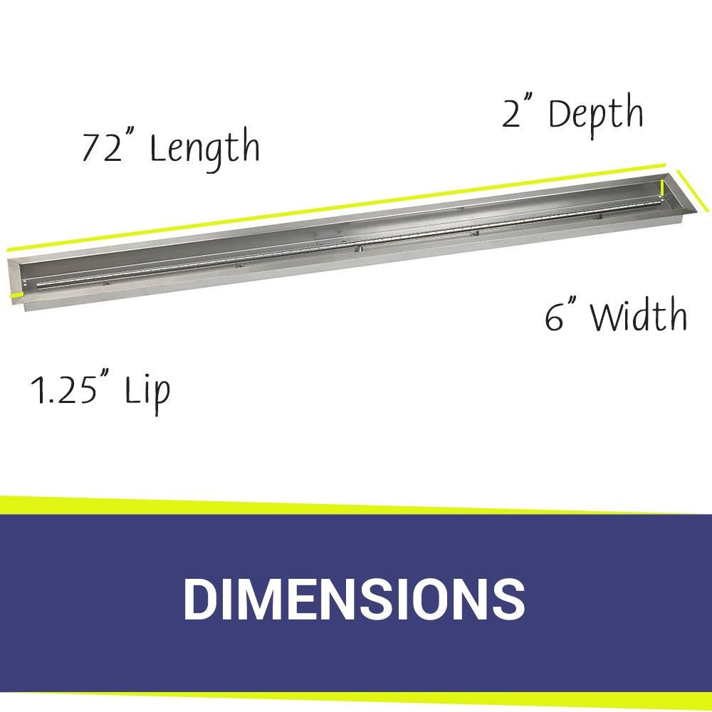 American Fire Glass 72" x 6" Stainless Steel Linear Channel Drop-In Pan with AWEIS System