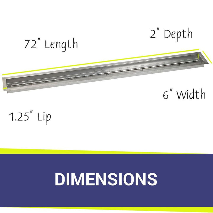American Fire Glass 72" x 6" Stainless Steel Linear Channel Drop-In Pan with AWEIS System