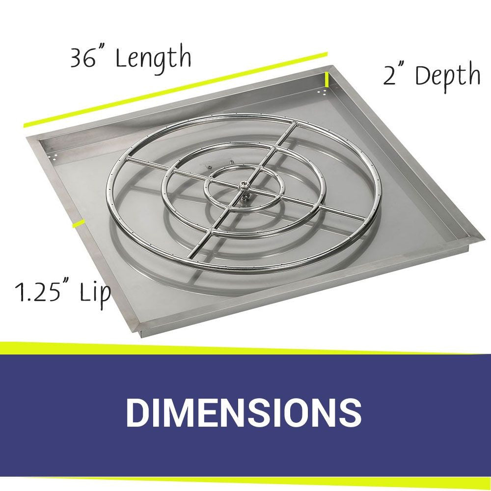 American Fire Glass 36" Square Drop-In Pan with High-Capacity AWEIS System (30" Ring)