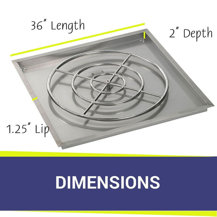 American Fire Glass 36" Square Drop-In Pan with High-Capacity AWEIS System (30" Ring)
