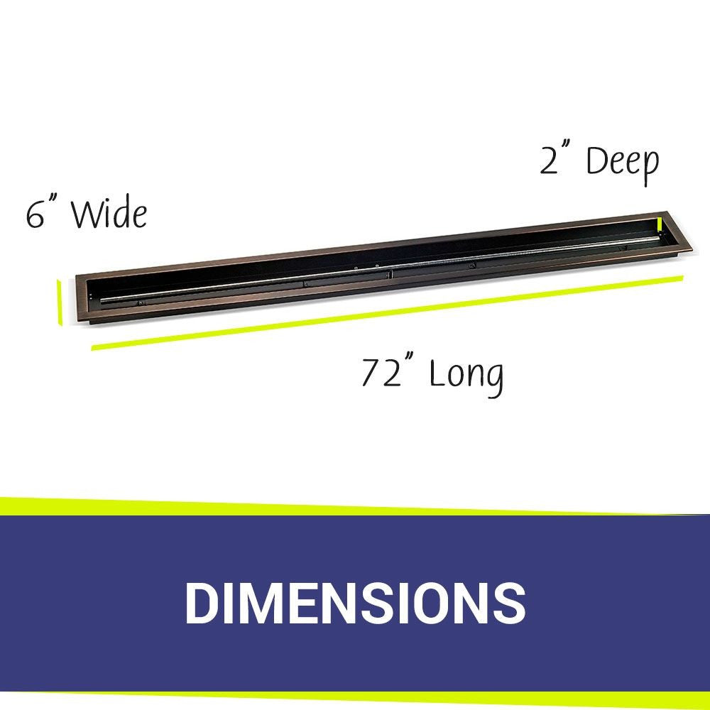 American Fire Glass Linear Oil Rubbed Bronze Drop-in Pan with Burner - OB-LCB-72
