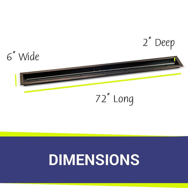 American Fire Glass Linear Oil Rubbed Bronze Drop-in Pan with Burner - OB-LCB-72