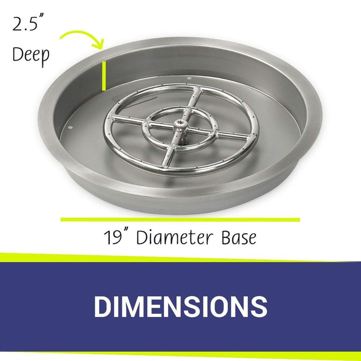American Fire Glass 19" Round Drop-In Pan with Spark Ignition Kit (12" Fire Pit Ring) - Bundle