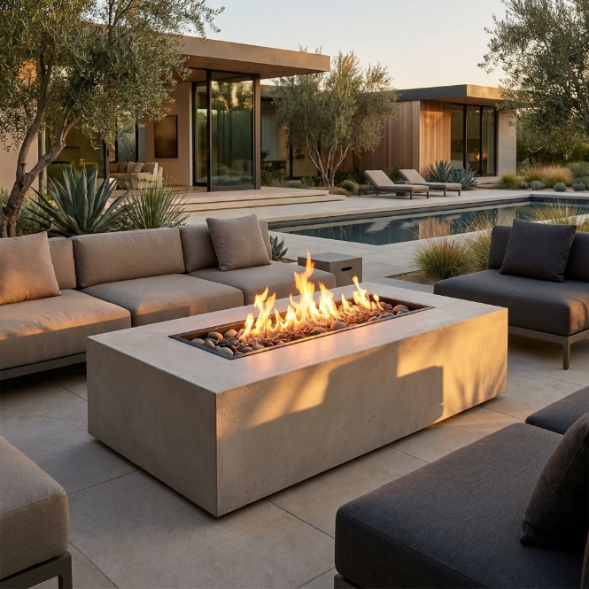 60" Linear Ready-to-Finish Fire Pit Table Base w/Aluminum Top – Manual Ignition (LP or NG)