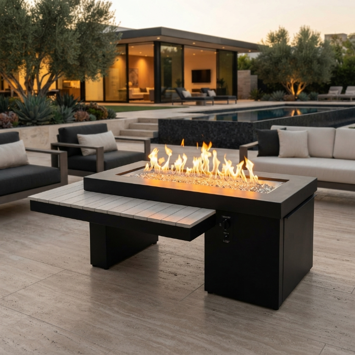 Uptown Seashell Linear Gas Fire Pit Table
