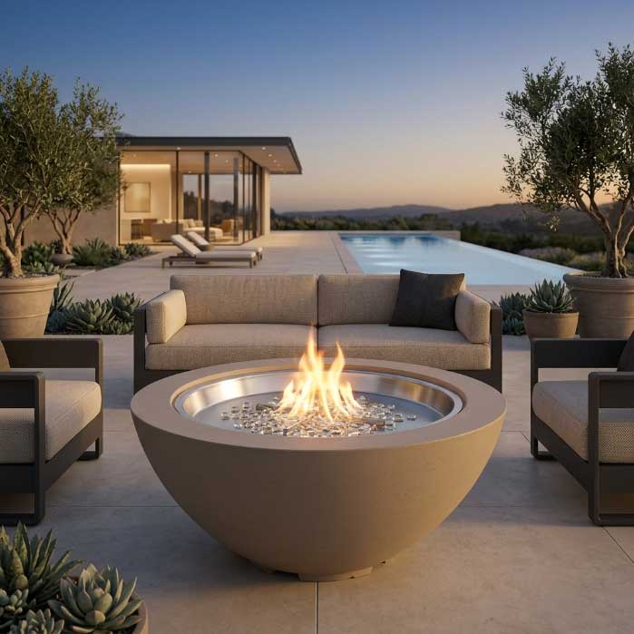 Cove 42" Bowl Gas Fire PIt in Latte