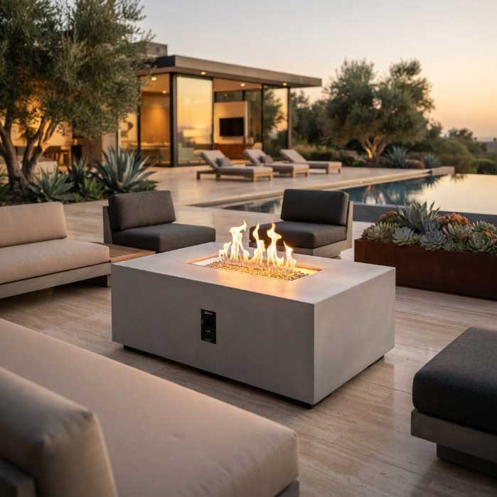 Cove 48" Linear Gas Fire Pit with tank door
