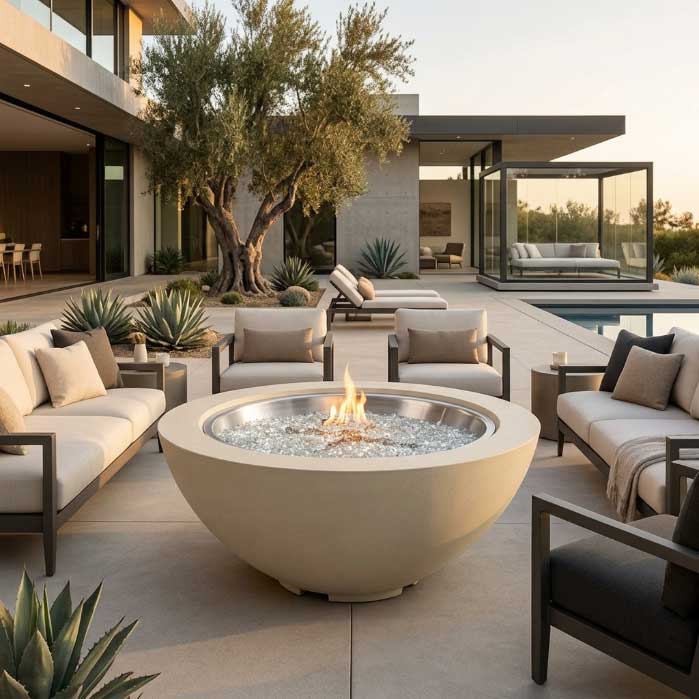 Cove 42" Bowl Gas Fire PIt in Linen