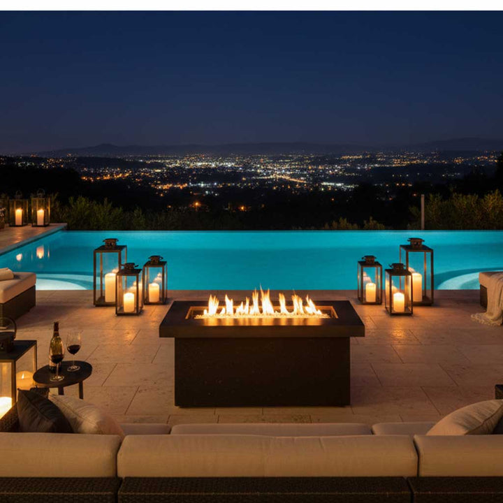 Outdoor Greatroom - Grey Key Largo Linear Gas Fire Pit Table