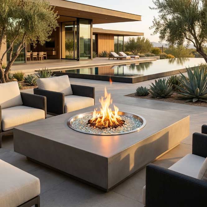 Outdoor Greatroom - 30" Round Crystal Fire Burner with Diamond Crystal Fire Gems