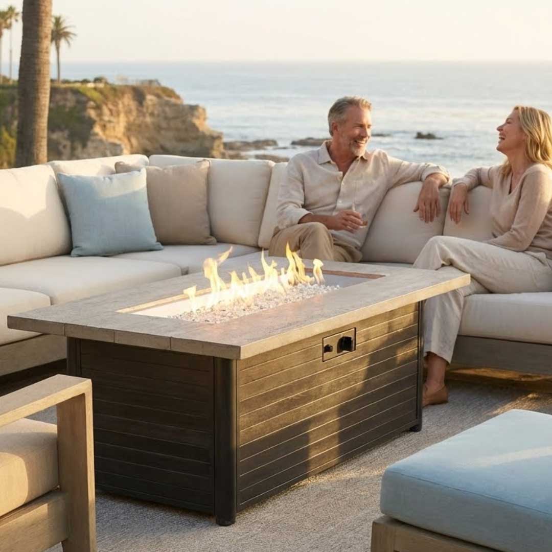 Cedar Ridge 61" Linear Gas Fire Pit Table with Crystal Fire® Plus Burner
