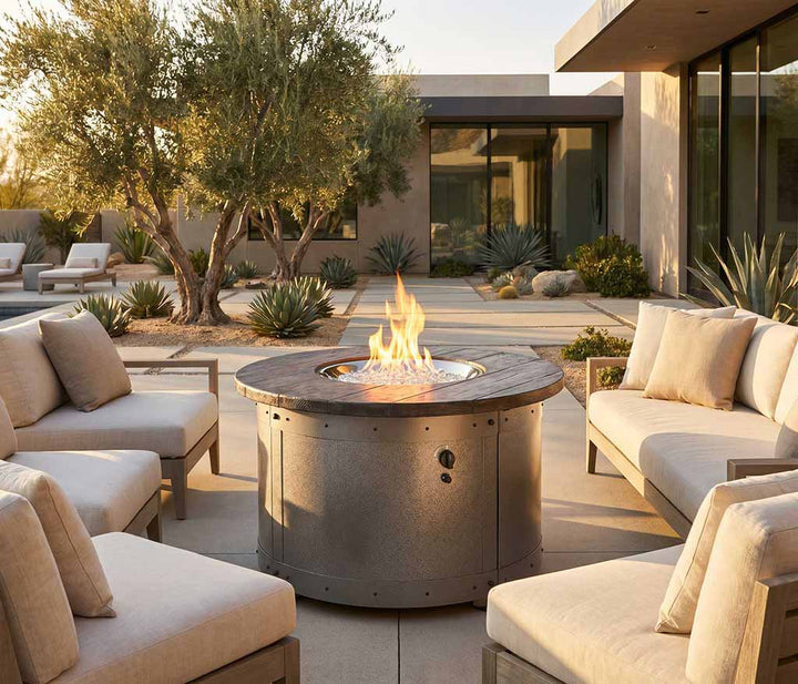 Outdoor Greatroom - Edison Round Gas Fire Pit Table