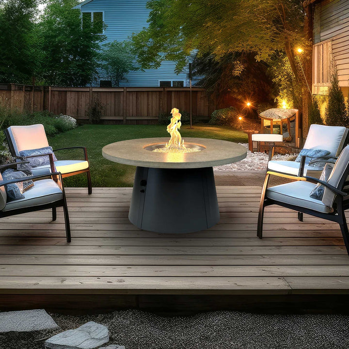 Outdoor GreatRoom Cirvalo 48" Round Gas Fire Pit Table – Relic Gray Top & Charcoal Grey Base