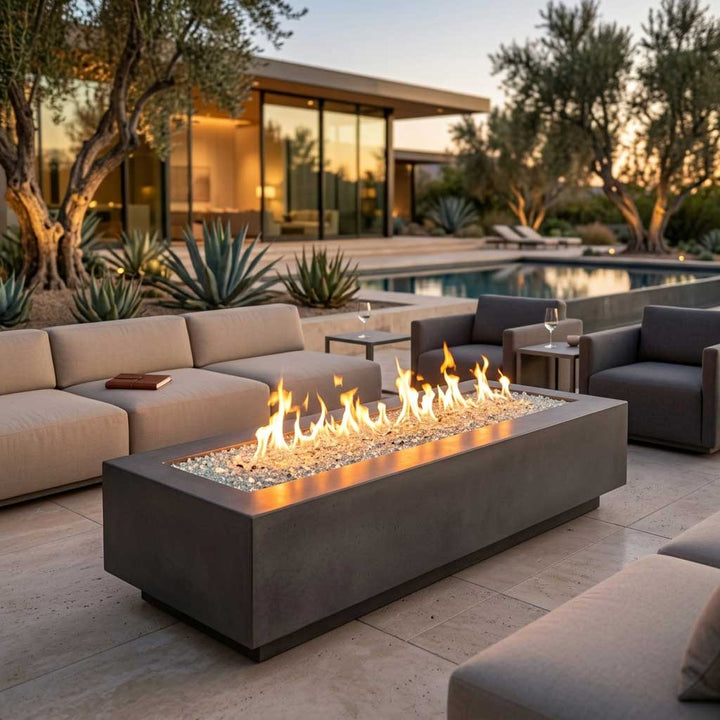 Outdoor Greatroom - Midnight Mist Cove 72" Linear Gas Fire Pit Table
