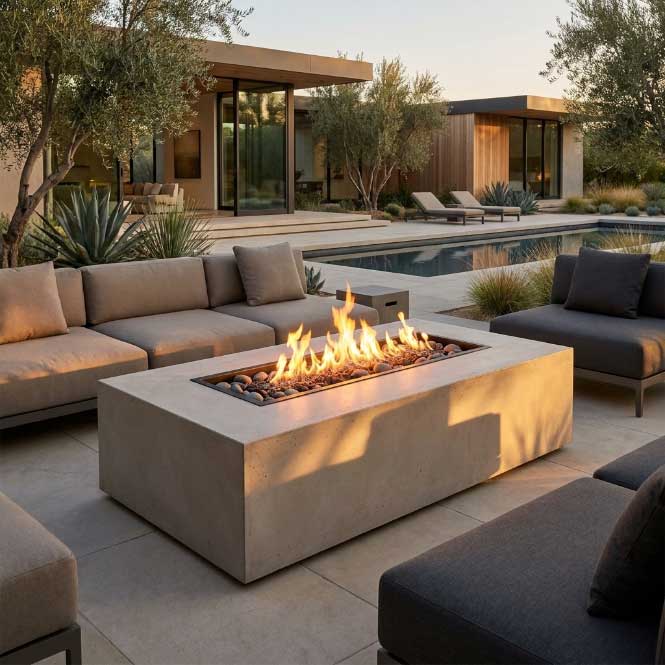 60" Linear Ready-to-Finish Fire Pit Table Base w/Aluminum Top – Manual Ignition (LP or NG)