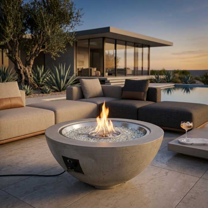 Cove 42" Bowl Gas Fire PIt in Natural Grey