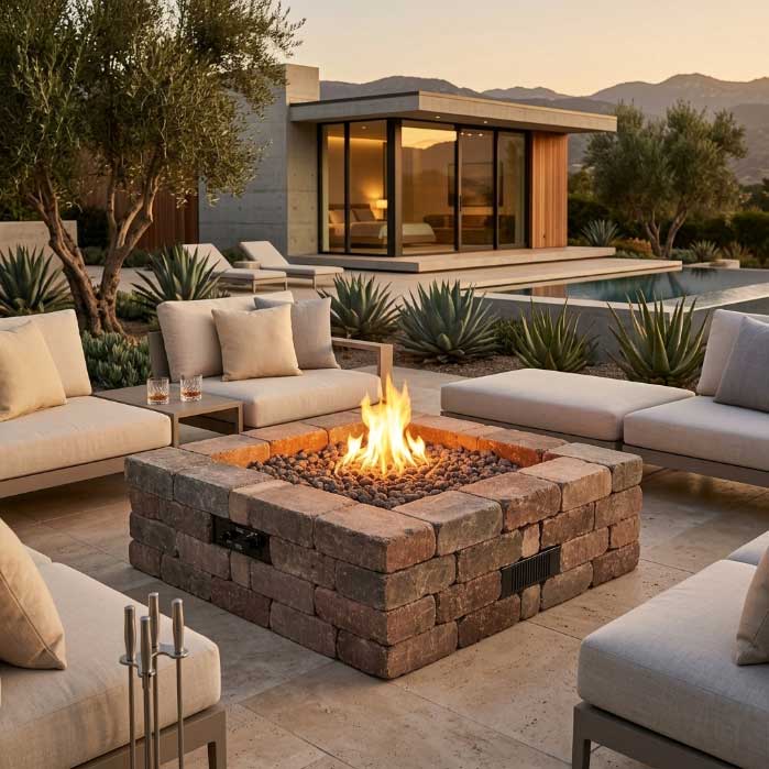 Bronson Block Square Gas Fire Pit Kit