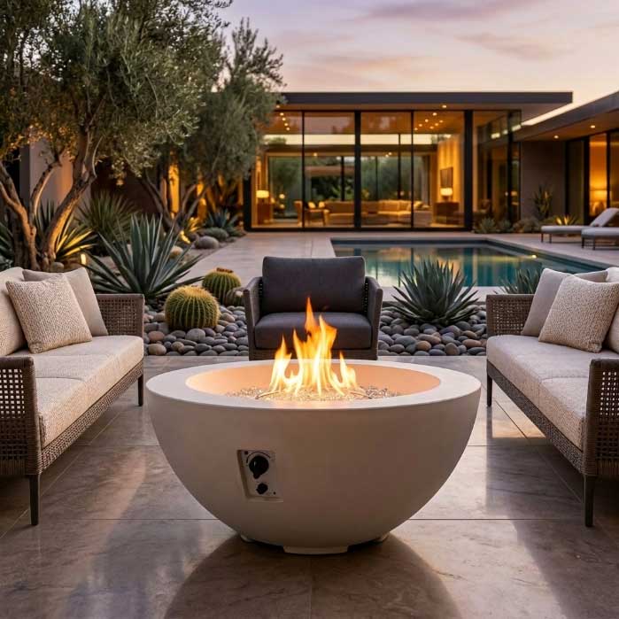 Cove 42" Bowl Gas Fire PIt in White