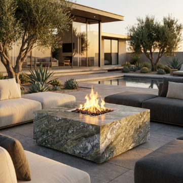 COOKE Famosa Fire Pit Table 40" x 40" x 18" - Stone Top