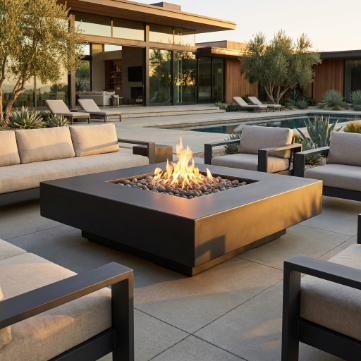 Archpot Midway Square Fire Table w/ Round Insert