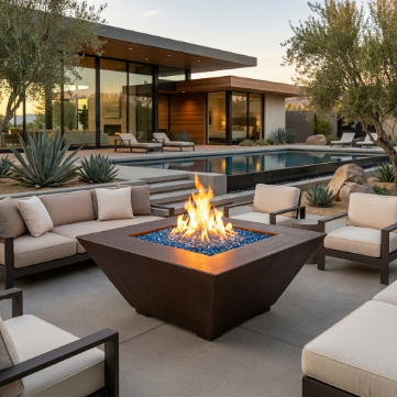 Archpot Geo 42X18 Square Fire Table