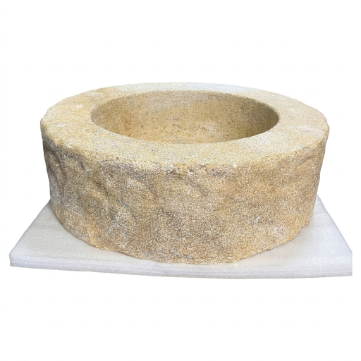 Hand Carved Solid Travertine Stone fire pit