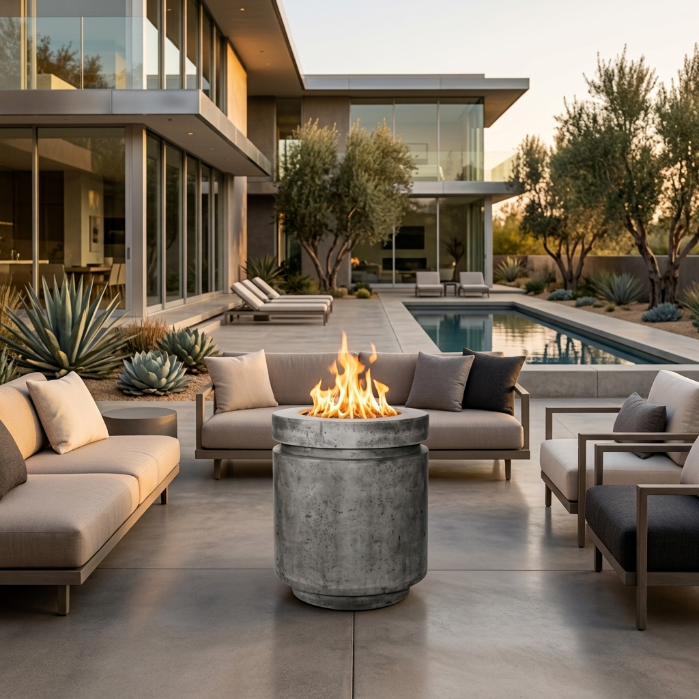 Mod 20" Round Concrete Propane Tank Enclosure & Outdoor End Table – Lightweight GFRC Design