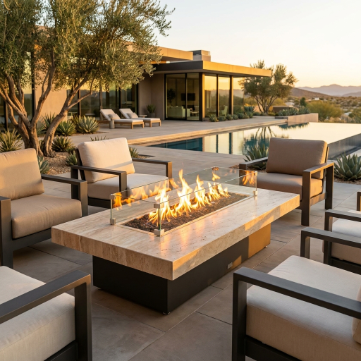 COOKE Santa Barbara Fire Pit Table 62" x 36" x 17"- Stone Top