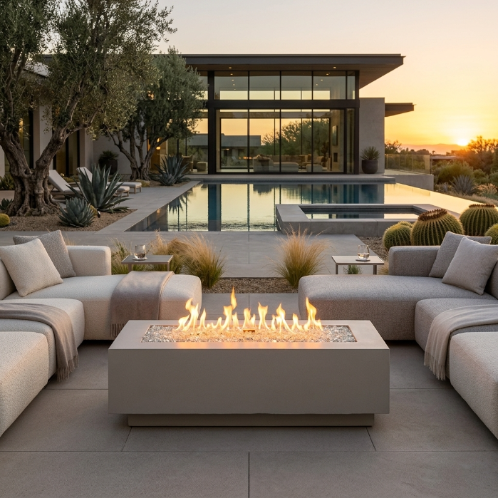 Cove 54" Linear Gas Fire Table in Natural Grey