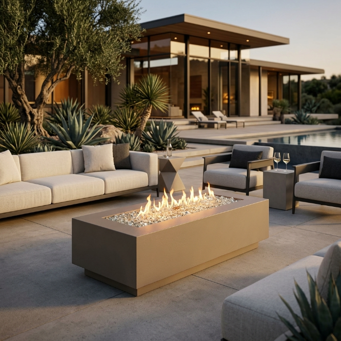 Cove 54" Linear Gas Fire Table in Earth Stone