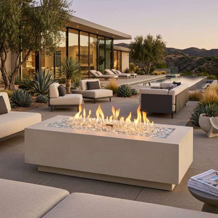 Cove 54" Linear Gas Fire Table in Linen