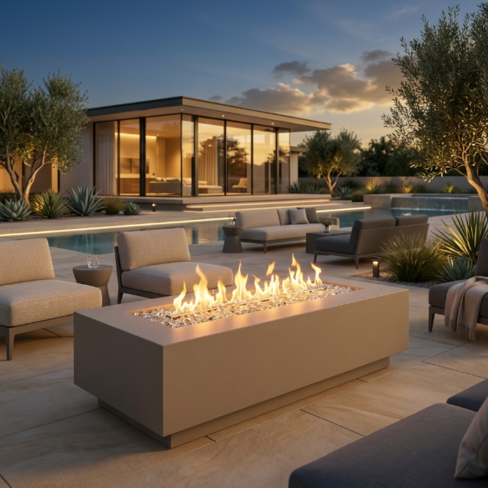 Cove 54" Linear Gas Fire Table in Latte